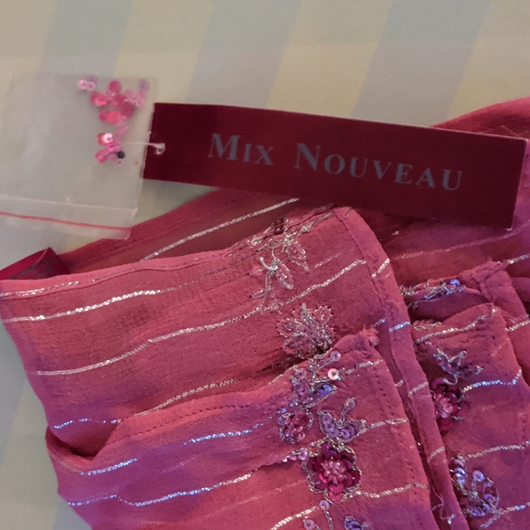 Mix nouveau long rayon raspberry pink scarf or wrap, 19 in W x 65 in Long - Picture 3 of 4
